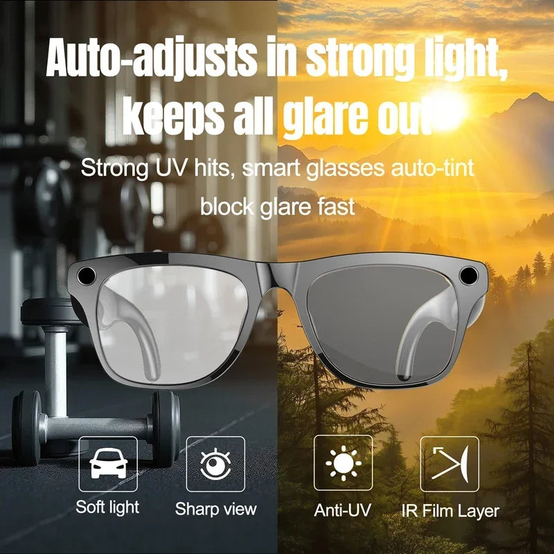 Lenovo AI Smart Glasses 6K HD Photochromic Multifunction Bluetooth Calling Voice Assistant Music Player Translate Camera Glasses