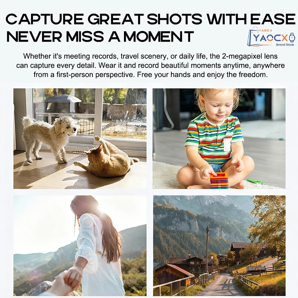 2026 AI Smart Glasses for Men Women 200W HD Camera 1080P Video AI Voice Assistant Translation Music Playback LED Flashlight