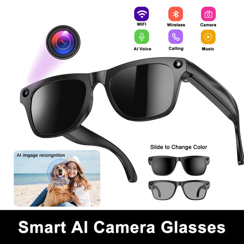 For Xiaomi AI Smart Glasses Photochromic Glasses 4K HD Camera Chat GPT Bluetooth Call Video Music Touch Translate Sunglasses